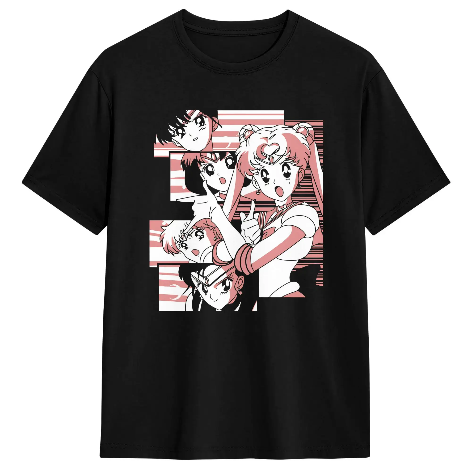 Kawaii Sailors Moons T Shirt Men Round Neck Short Sleeve Top Tee Cotton Summer Clothing