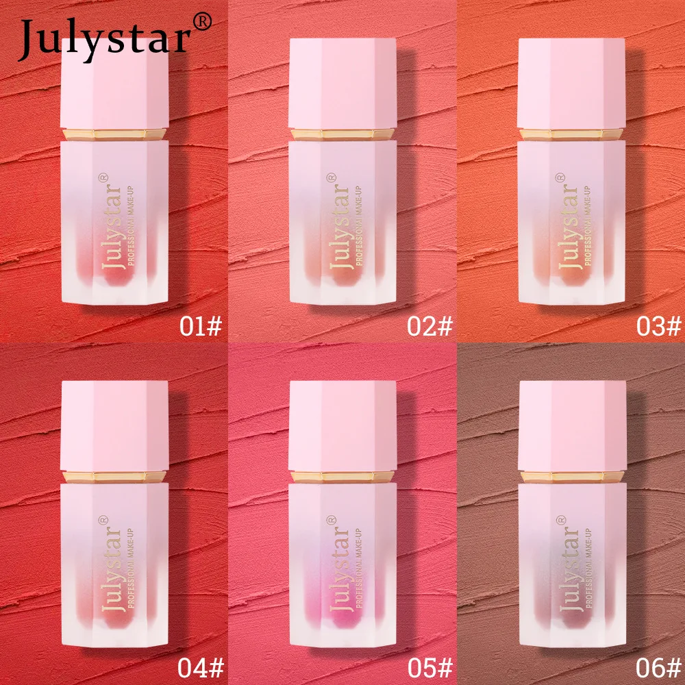 Julystar 6 Kleur Vloeibare Poeder Blusher Oogschaduw Make-Up Cosmetica Gezichtslip Make-Up Stereoscopische Contouren Fleuren De Huid