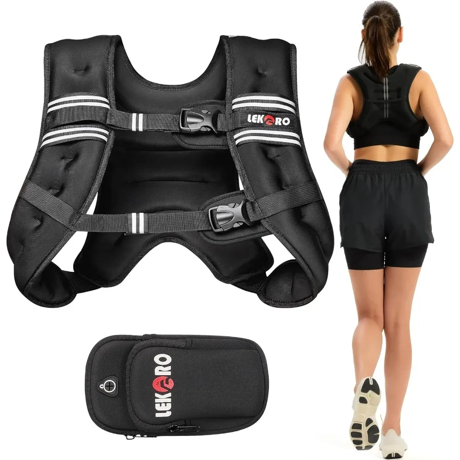 

Weighted Vest,20lbs Weights Vest for Women Men with Reflective Stripe for Workout, Strength Training, Running, Walking