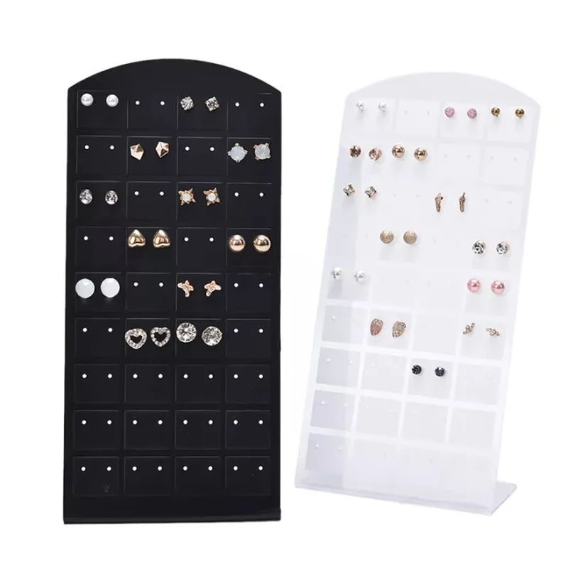 48/72 Holes Earring Jewelry Display Holder Rack Stand Showcase Organizer Shelf Mould Plastic Earrings Display Stand Storage Case