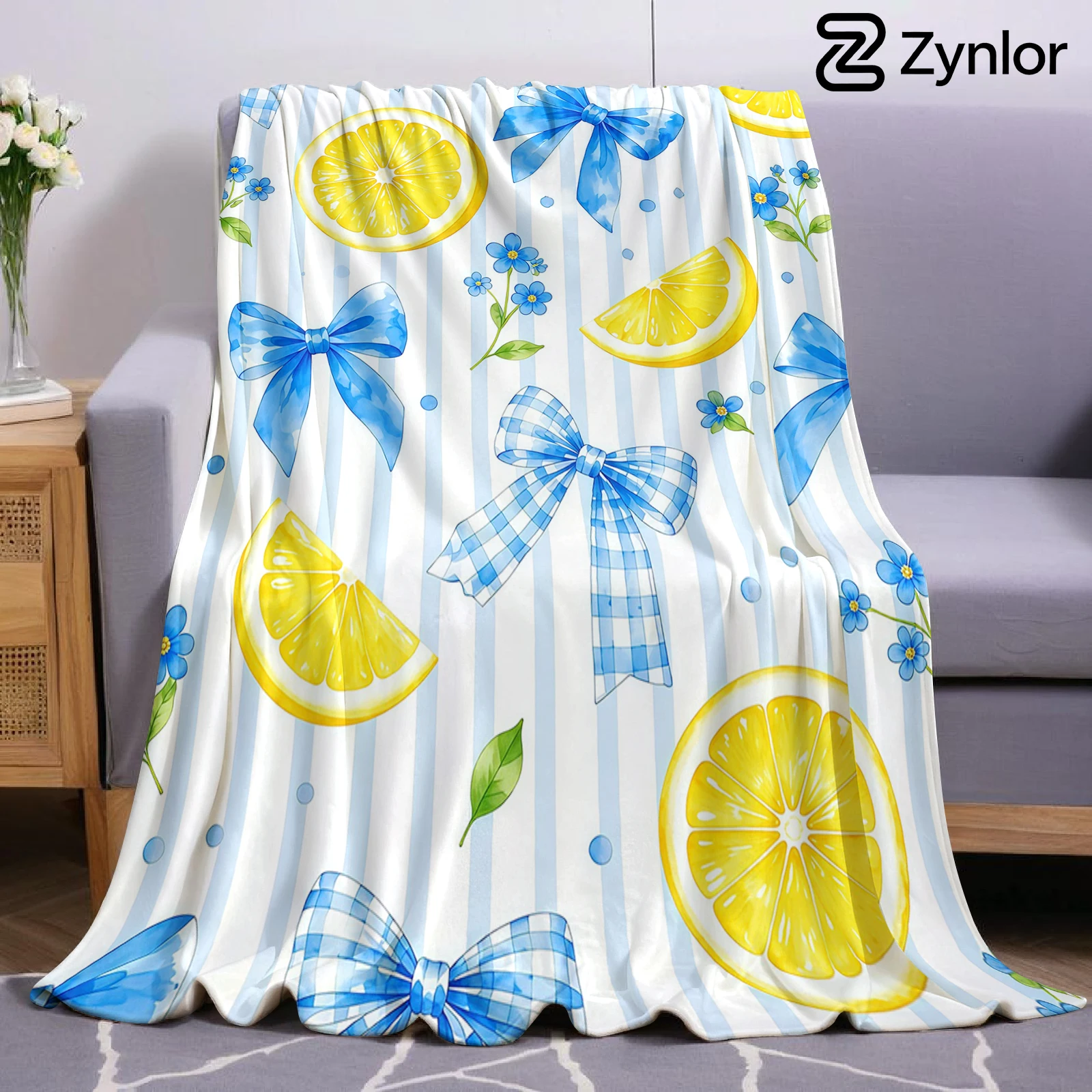 Lemon Bow Ultra Soft Sherpa Fleece Blanket Fluffy Warm Halloween Cozy Throw for Sofa Couch Bedroom Gift All season