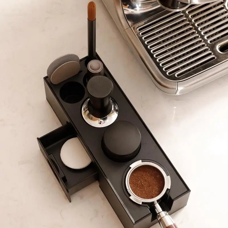 Espresso Tamping Station Coffee Knock Box Espresso Organizer Portafilter Holder Espresso Coffee Organizer Box Espresso