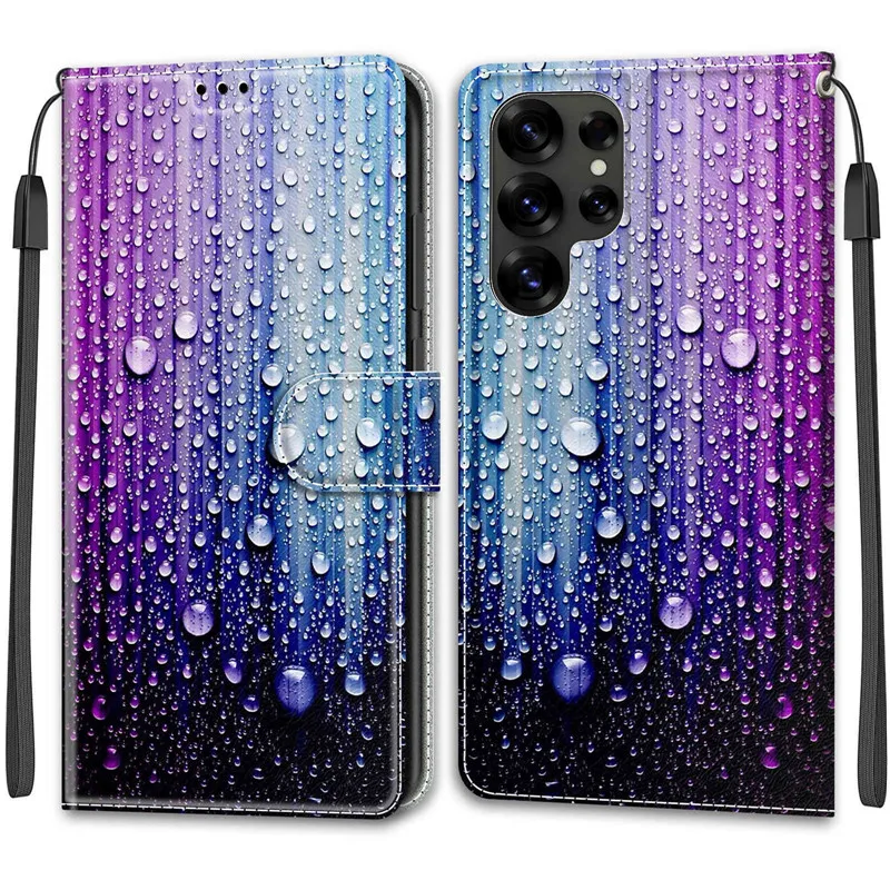 Flower Pattern Flip Case For Samsung Galaxy S25 Ultra S24 FE S23 Plus S25Plus 5G Wallet Leather Phone Cases Stand Book Cover Bag