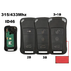 jingyuqin Car Key For Porsche Cayenne GTS 2/3/4 buttons Remote 315/433MHZ Flip Folding Car Key Shell ID46 PCF7946