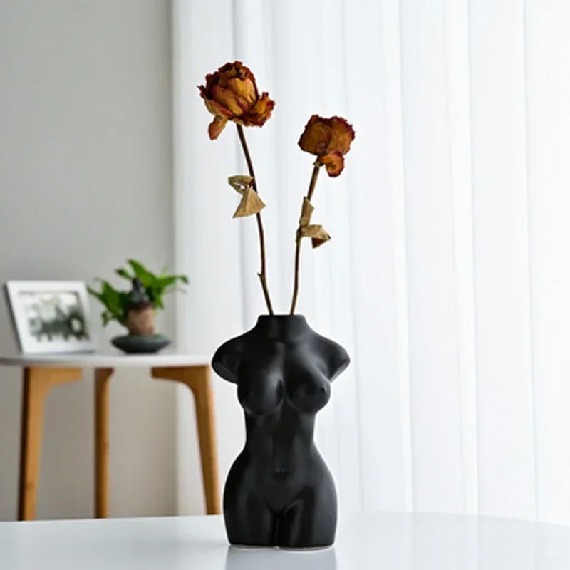 

Artificial Flower Vase,Home Room Decor,Table Decoration,Ceramic Whiteware Ornaments,Beauty Sculpt Figurines,Europe Modern Style