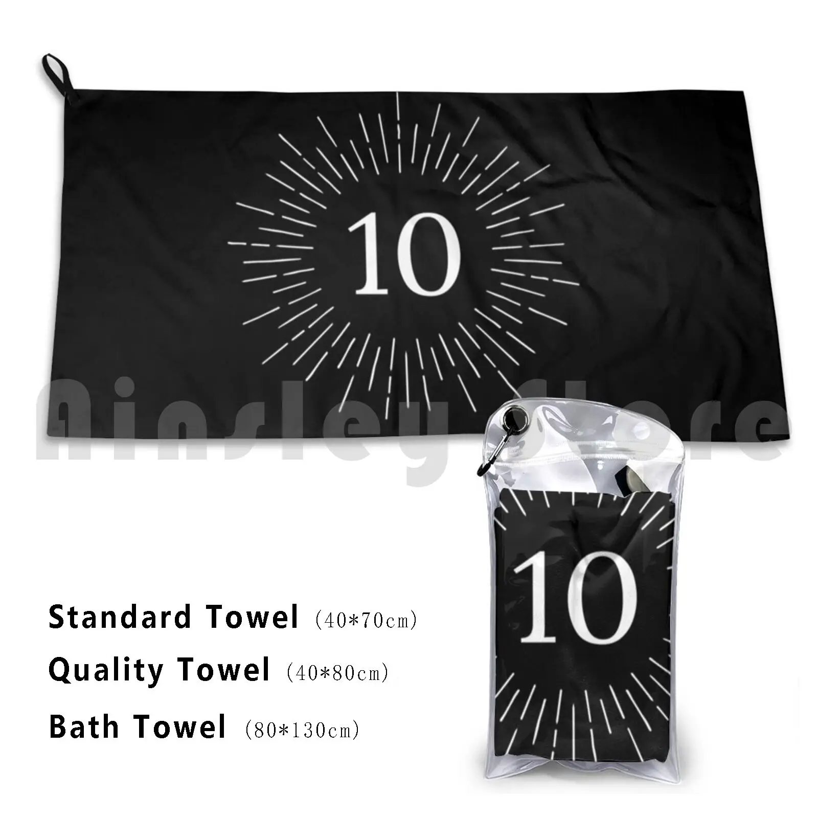 Number 10 Design Bath Towel Beach Cushion 10 Ten Number Favorite Lucky Numerology Team Synesthesia Count