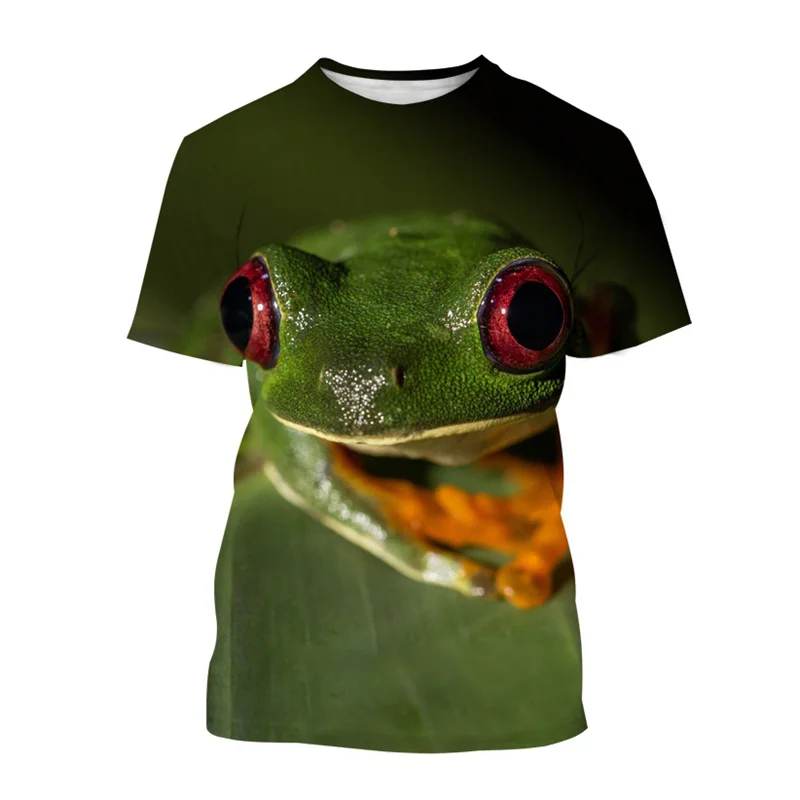 3D Printing Amphibia Tree Frog T-shirt Funny Animal Short-sleeved T Shirt Crew Neck Summer Oversized Tees Top Men Clothes