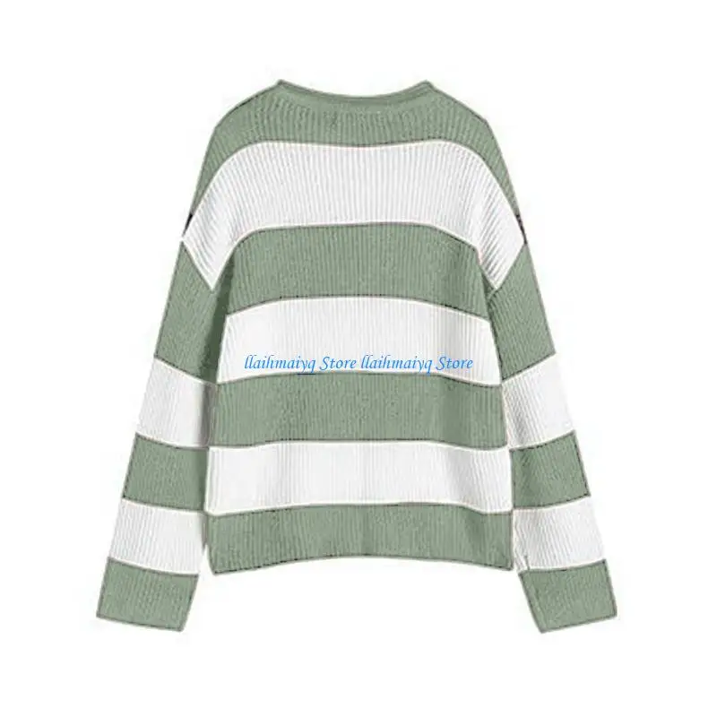 

573B Women's Fall Long Sleeve Oversized Loose Neck Knitted Pullover Sweater