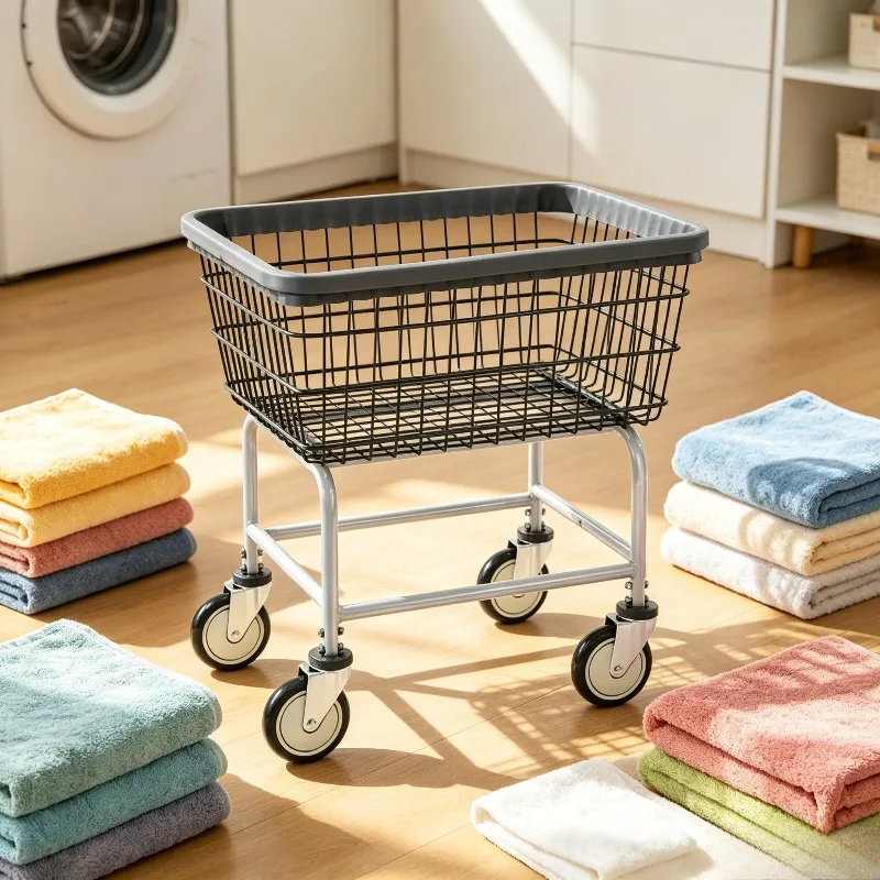 Heavy Duty Wire Laundry Cart | 2.5 Bushel | Steel Frame with Rust Coating