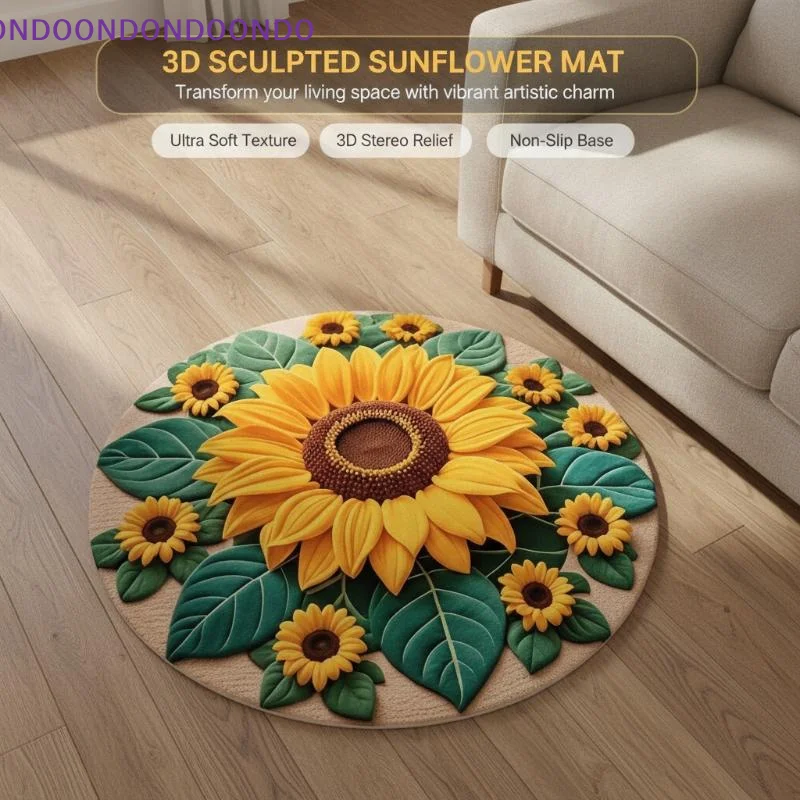 60x60cm Special-shaped Sunflower Carpet Non-slip Soft Fluffy Flower Rug for Living Room Sofa Front Decor