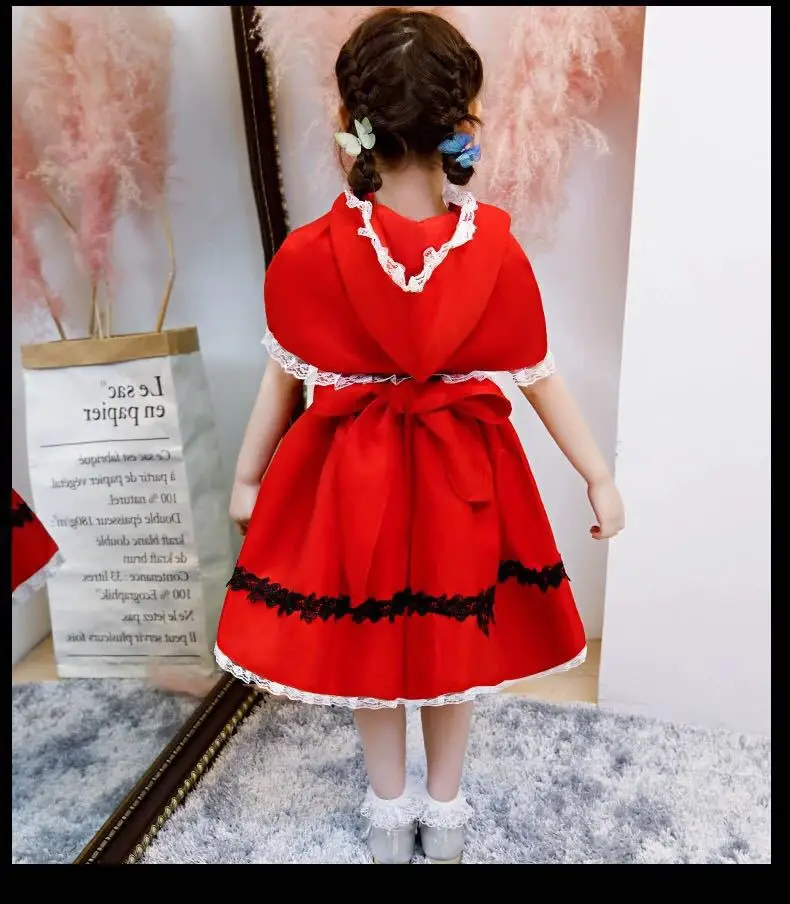 Halloween Kind Kostüme Mädchen kleine rote Reit leistung Kleidung Cosplay Kinder Karneval Hoodie Outfit Spitze Prinzessin Kleid