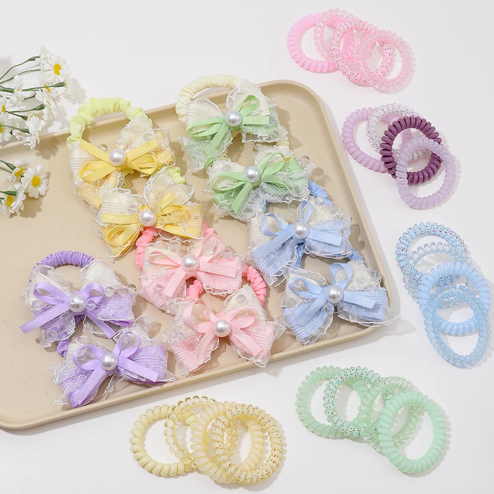 

Multi-color bow beaded scrunchies: diverse for outfits. Color-blocked satin + lace bows + pearls—great friend gifts.