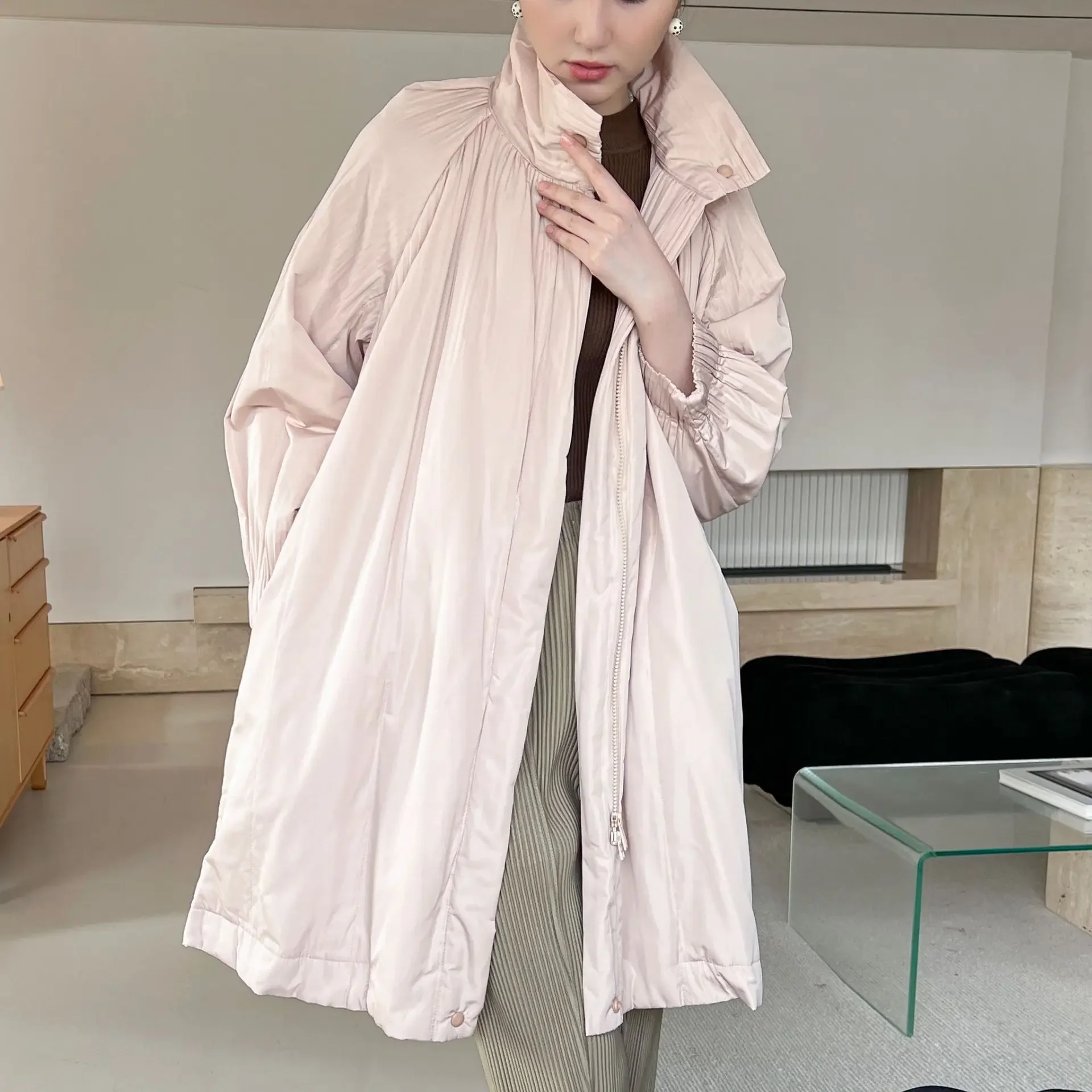 Pleats Pleated Cotton Coat Autumn and Winter New High-end Commuter Korean Lazy Wind Loose Casual Vest Cotton Coat Women Clothing