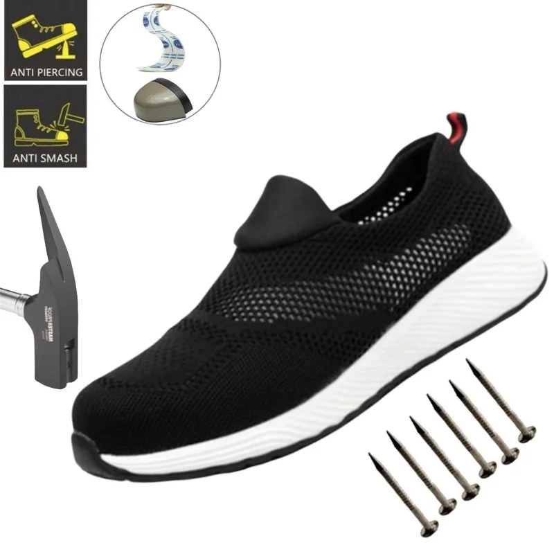 Summer Hollow Out Safety Shoes Men's Work Steel Toe Caps Male Indestructible Protective Shoes Puncture-Proof Security Footwear