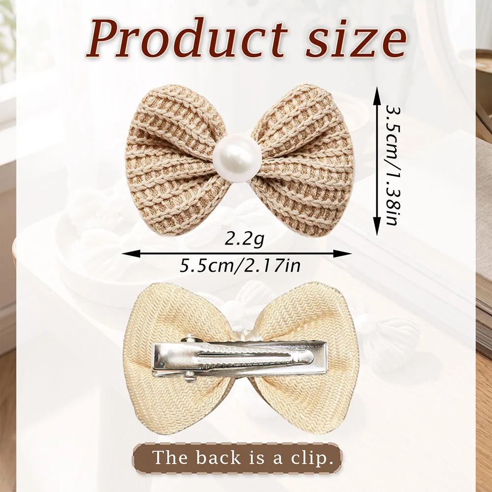 80PCS Handmade Dog Hair Clips Light Coffee Colors Dog Bows With Pearls Fashion Puppy Hair Accessories for Small Dogs and Cats