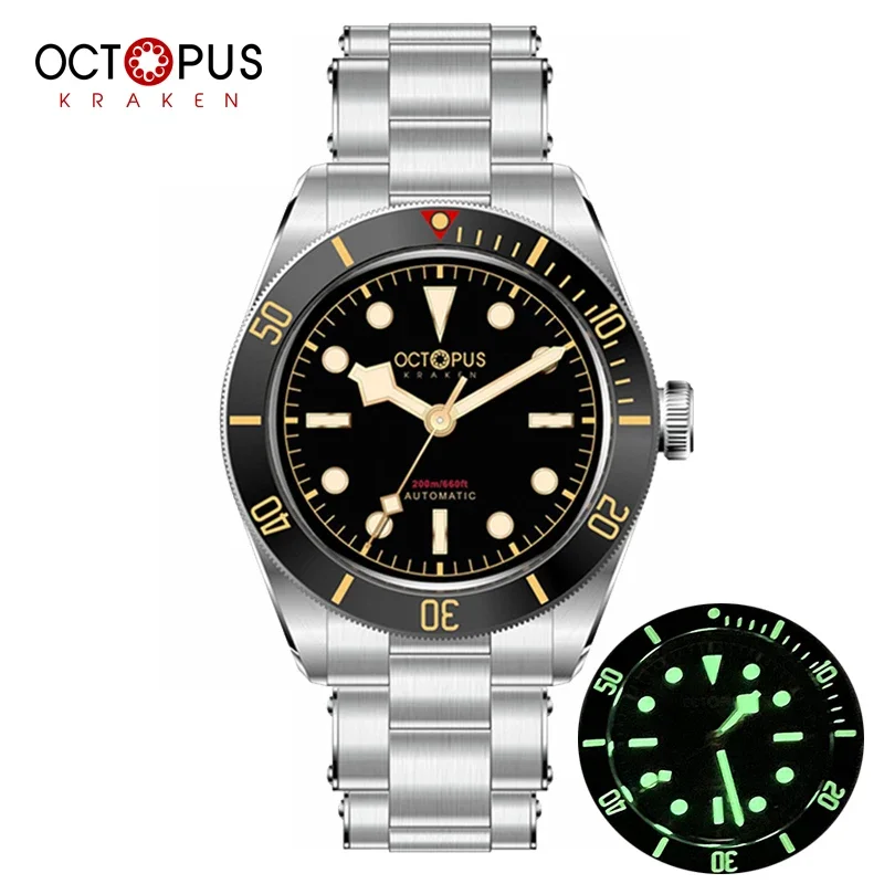 Octopus BB58 Watch 39mm PT5000 Automatic Mechanical Sapphire Crystal 20ATM Waterproof Swiss BGW9 Super Luminous Vintage Watch