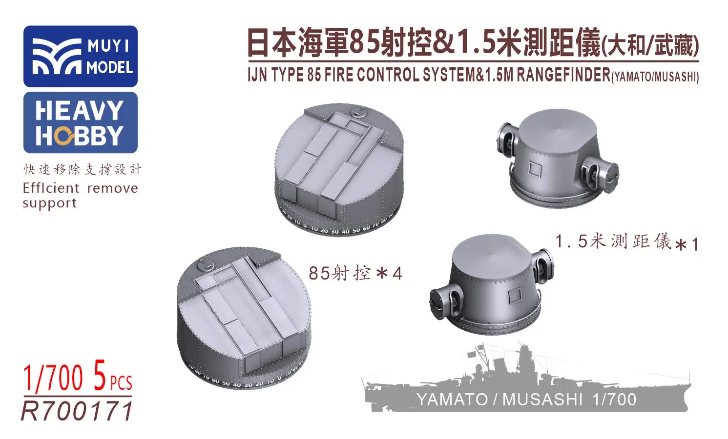 

MUYI MODEL R700171 1/700 IJN TYPE 85 FIRE CONTROL SYSTEM&1.5M RANGEFINDER(YAMATO/MUSASHI