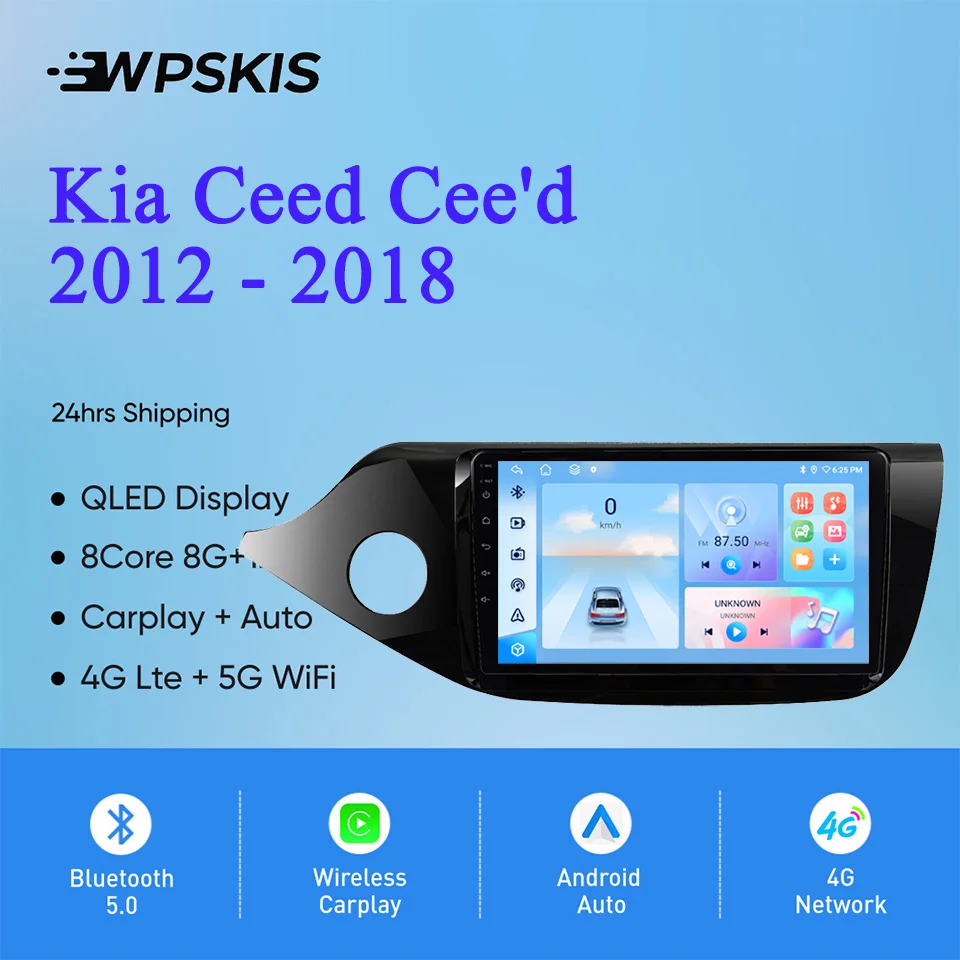 

9'' QLED Android 14 Car Radio Stereo Video Music DVD Cassette For Kia Ceed Cee'd 2012 - 2018 Gps Navigation Carplay 4G Lte WiFi