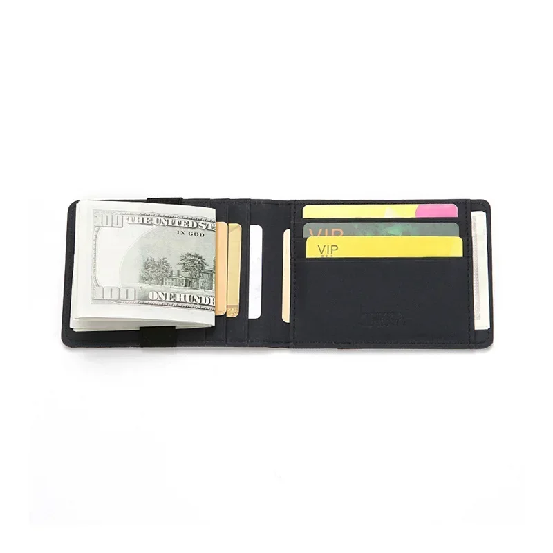 Fashion Business Mens Wallet Coin Purse PU Leather Money Clips Solid Color Thin Wallet for Men Id Credit Card Holder Card Wallet