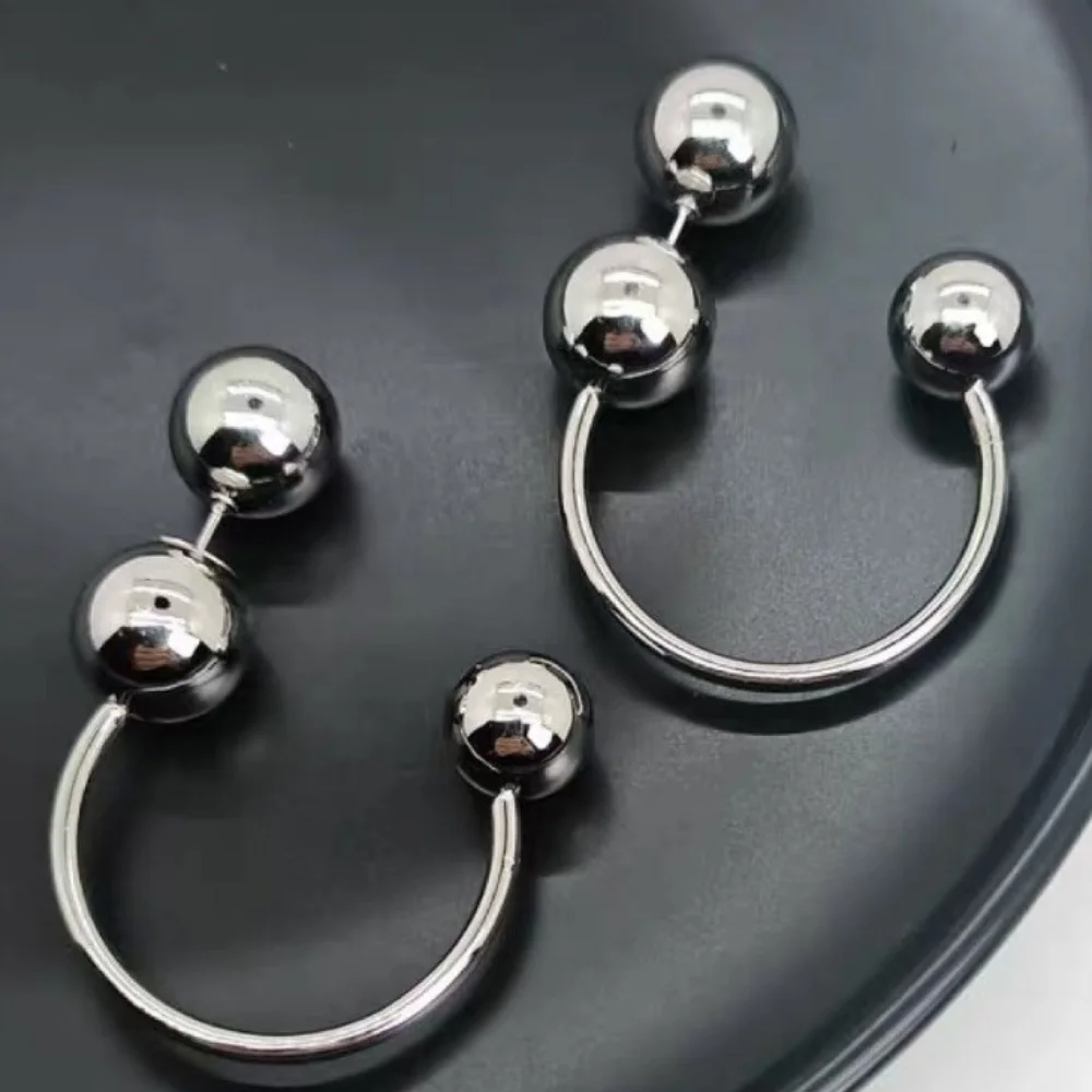 Tendência irregular frente traseira brincos textura semi-circular redondo grânulo brincos geométricos ornamentos de orelha jóias artesanais