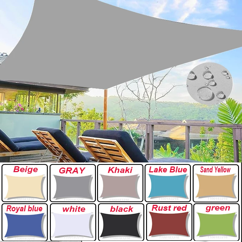 Outdoor Awnings Waterproof Sun Shade Sail Garden Canopi For Terrace Car Canvas Awning Rectangle Pool Sun-Shelter Sunshade Sail