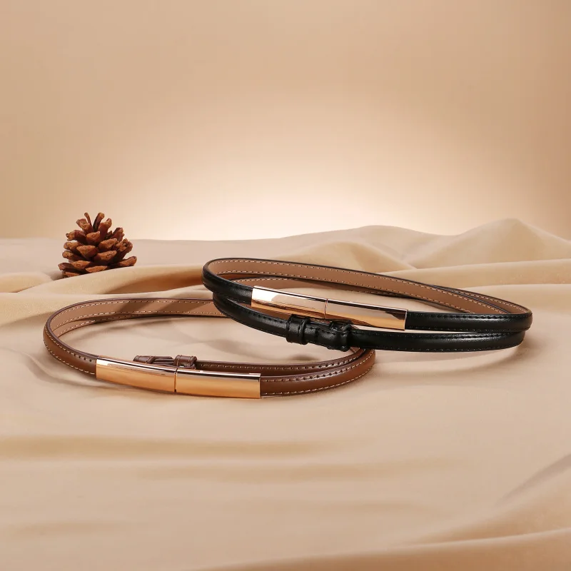 Phụ Nữ Của Vành Đai 2025 New Punch-Free Tất Cả Các Phù Hợp Với Chính Hãng Da Mỏng Trang Trí Với Váy Quần Trong Kho Bán Buôn