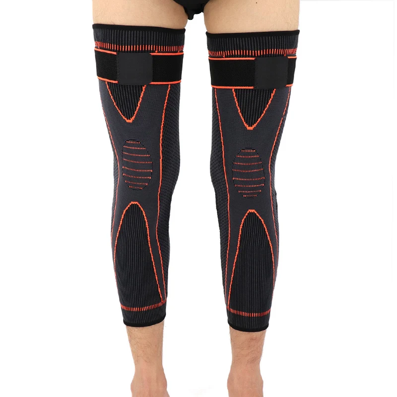 1 Pcs Compression Knee Support Pads Orange Lengthen Stripe Sport Sleeve Protector Elastic Long Kneepad Brace Volleyball Running