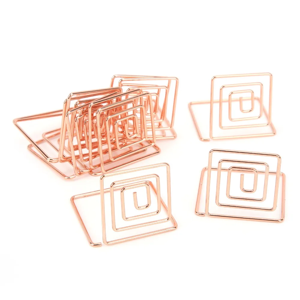 10Pcs Silver/ Rose Gold/ Gold Business Card Holder Metal Material Square Table Number Holders Decorative Multi-Purpose