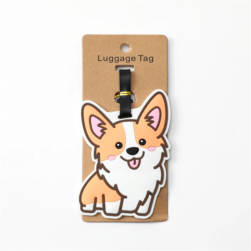 Acessórios de viagem etiqueta de bagagem criativo corgi & gato mala estilo moda silicone portátil etiqueta de viagem id addres titular