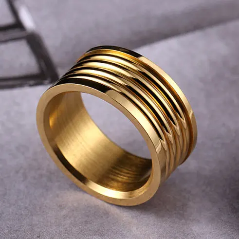 MANGOSKY 10MM Titanium Stainless Steel gold Ring  for men's gifts wedding men jewelry