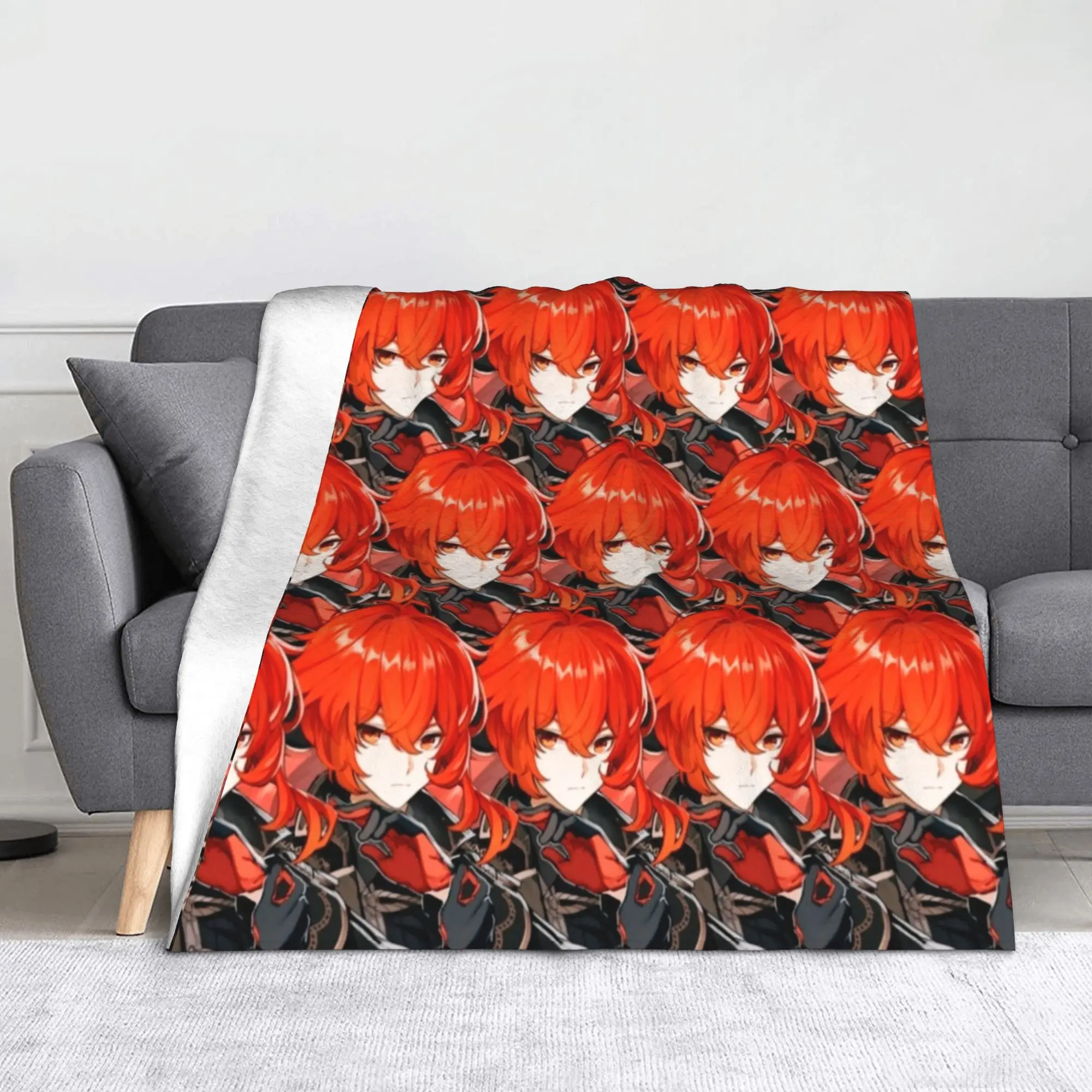 Diluc Ragnvindr Genshins Impact Game Blanket Fleece  Summer  Ultra-Soft Throw Blankets for Bed Quilt