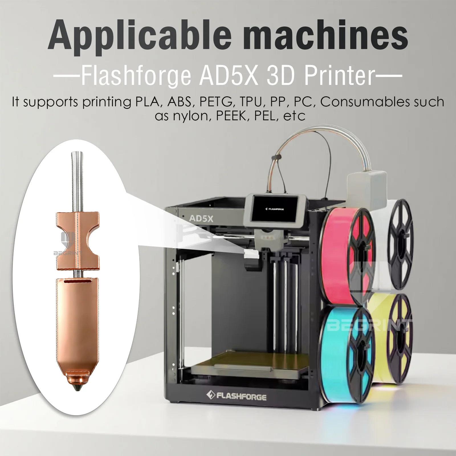 For AD5X Upgraded 0.4mm Hotend Nozzles For Flashforge ad 5x Hot End/Printhead with Detachable Nozzle Silicone Sock+ Nozzle Brush