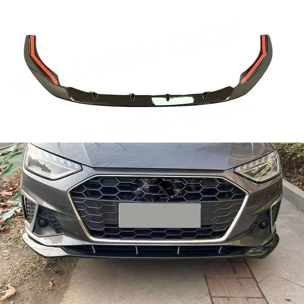 

Спойлер переднего бампера для Audi A4 Sline S4 2020-2025, нестандартный комплект нижнего сплиттера из углеродного волокна, глянцевый черный