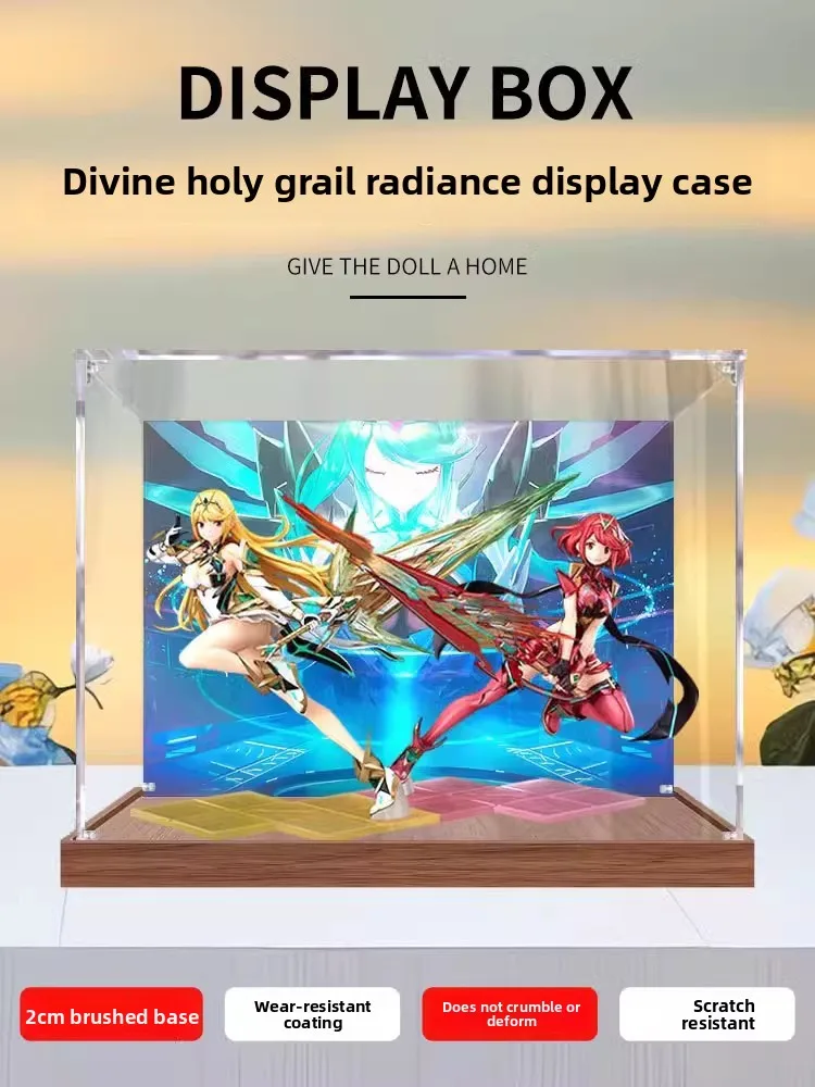 Caja de exhibición acrílica a prueba de polvo para figuras de Xenoblade Excalibur 2, Xenoblade 2 Days Holy Grail Light Flame