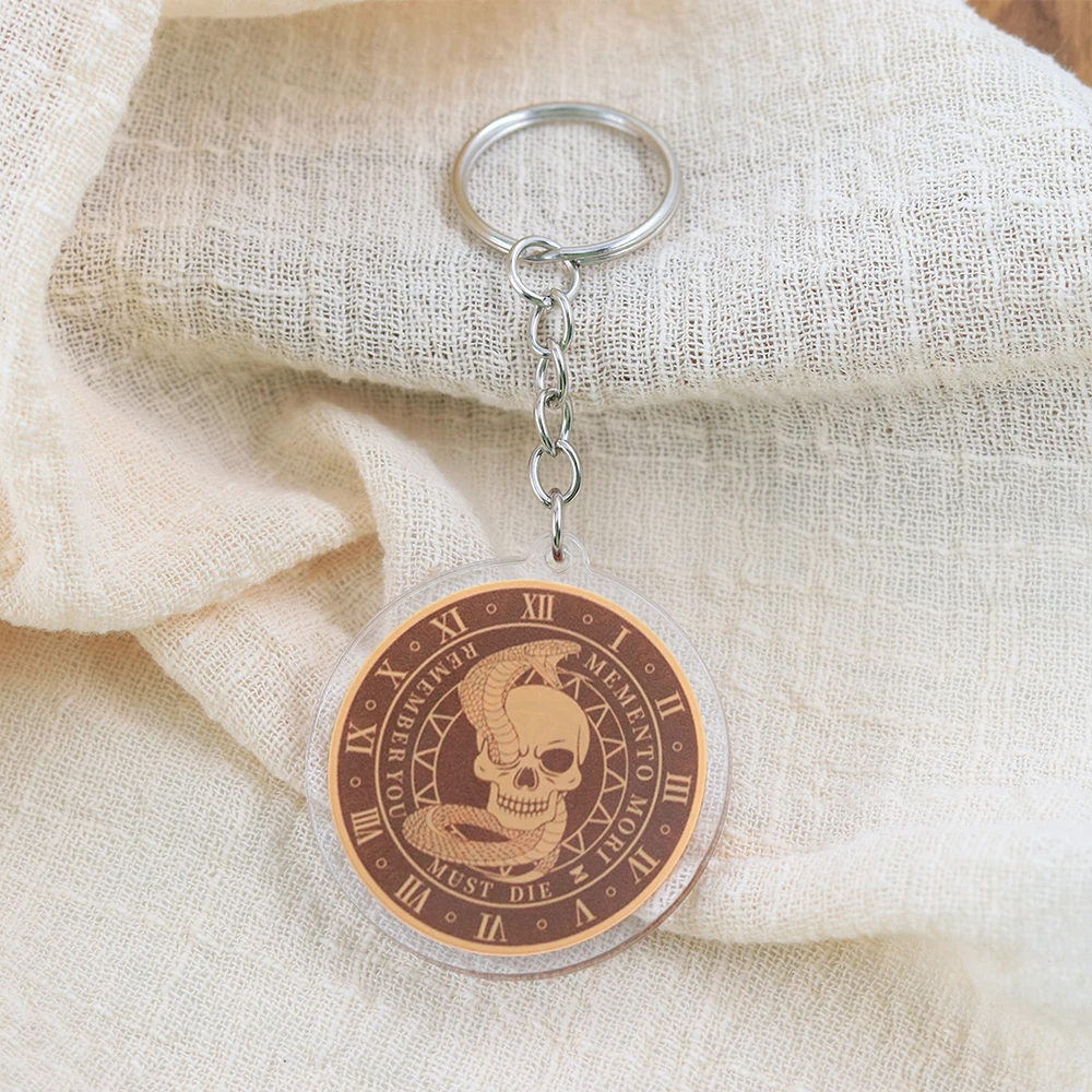 Stoic Memento Mori Memento Vivere Keychain Remember To Live Reminder Coin Acrylic Pendant Cherish The Current Theme Key Ring