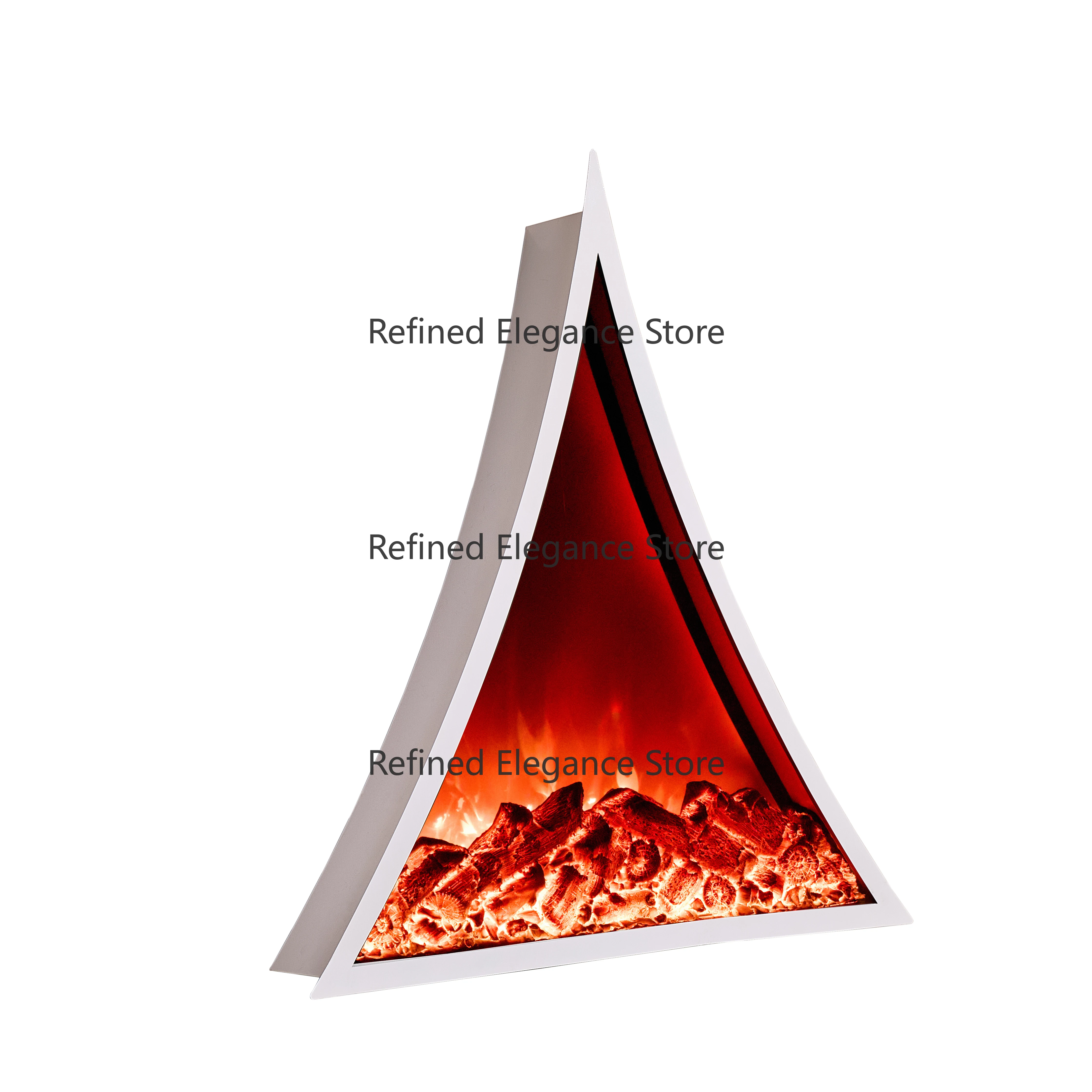 Triangular Electric Fireplace Heater Insert Easy-to-Install Steel Black Irregular Shape Independent Plug-In Household Use Metal