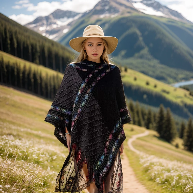 شال كيب وطني برأس متماسك بلون سادة. #3