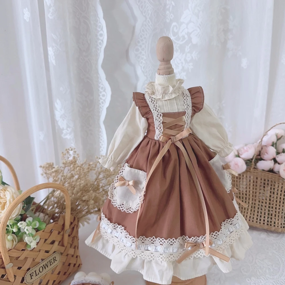 1/3 1/4 1/6 size Blythe size BJD Doll clothes Brown long-sleeved dress doll accessories