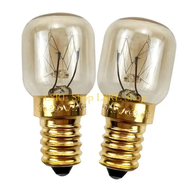 L8RE 2PCS 220V E14 300 درجة عالية من درجة الحرارة مقاومة للفرن الميكروويف مصباح مصباح مصباح الإضاءة