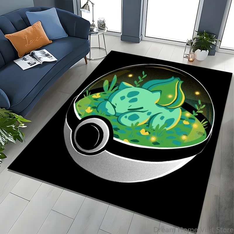 Japanese Anime Pokémon Bulbasaur Carpet for Living Room Bedroom Kid's Room Home Decor Area Rug Non-slip Mat Sofa Cloakroom Mat