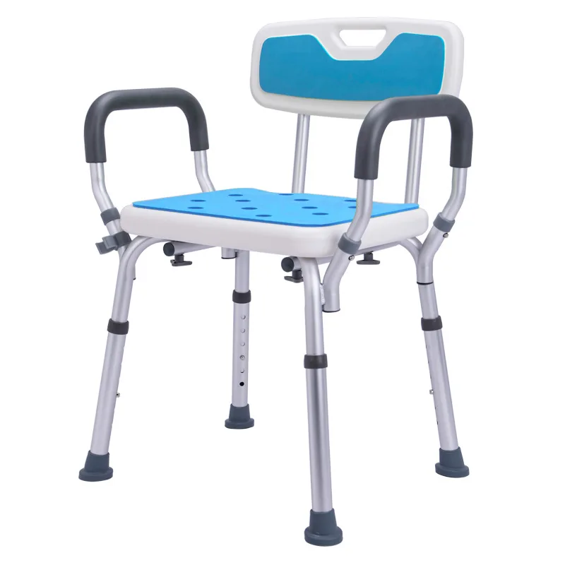 Non-Slip Adjustable Height Shower Chair With Backrest, Stable Bathtub Bath Seat Bench, Safety Bathroom Shower Stool For Elderly