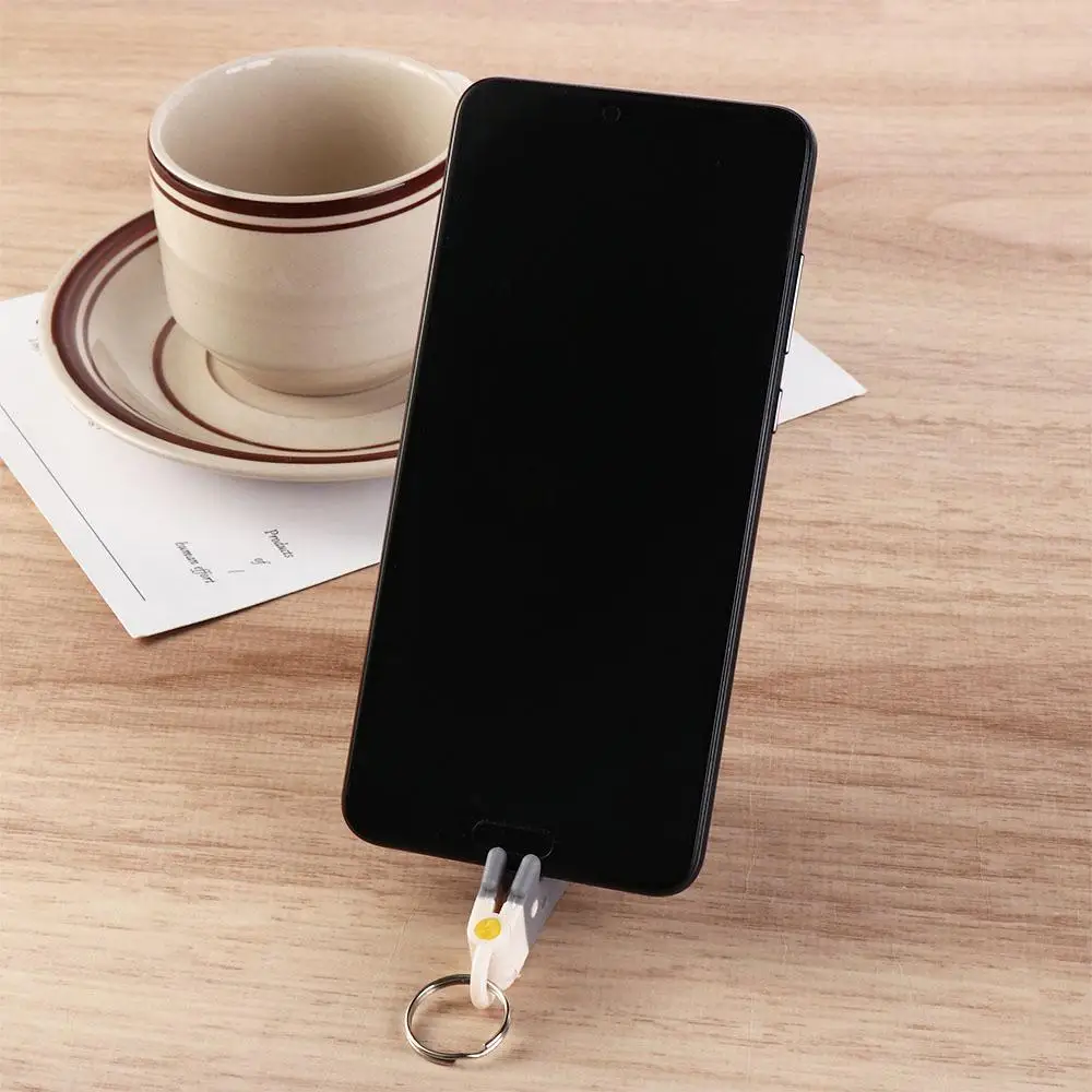 Keyring Desk Phone Holder Keychain ABS Ultra Thin Keychain Mobile Phone Stand Foldable Lightweight