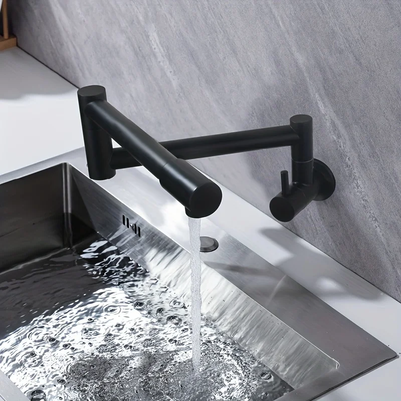 صنبور المطبخ المثبت على الحائط -360 ° مخرج مياه دوار، تصميم قابل للتمديد، ملحق حوض غسيل الخضروات #2