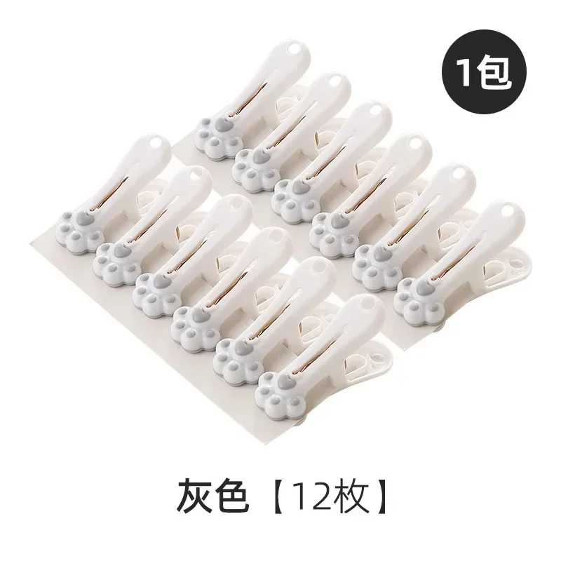 12pcs Creative Cat Claw Clothespin Windproof Clothes Pegs Cute Underwear Socks Clips Multifunctional Laundry Hanging Clips