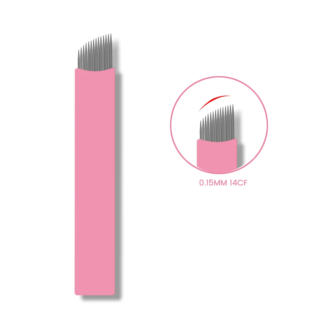 ديرموغراف ميكروبيغمنتاتيون تيبوري ميكروبلادينغ ورقة الإبر 0.15 مللي متر 14 شقة شبه دائمة ماكياج ميكروبليد اللوازم