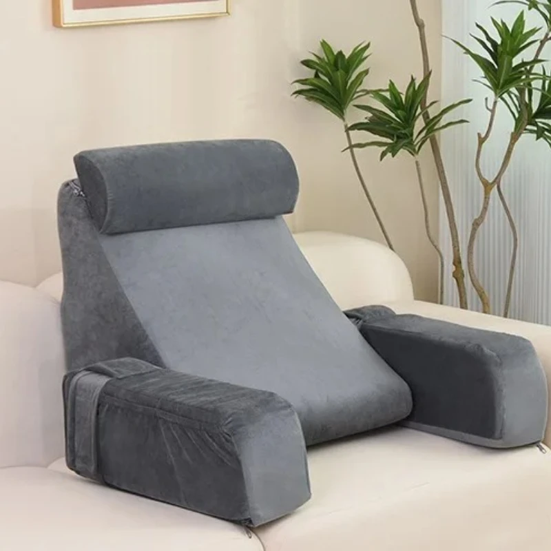 Reading Pillow Wedge Shape Back Support  Adjustable Bed Rest Pillow for Sitting Lying Lumbar Cushion Crystal Velvet