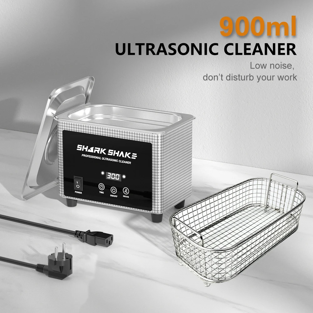 Ultrasonic Cleaner 900ML 60W Ultrason Cleaner Bath with Degas Timer and Basket for Cleaning Jewelry Brass Sonic Cleaner