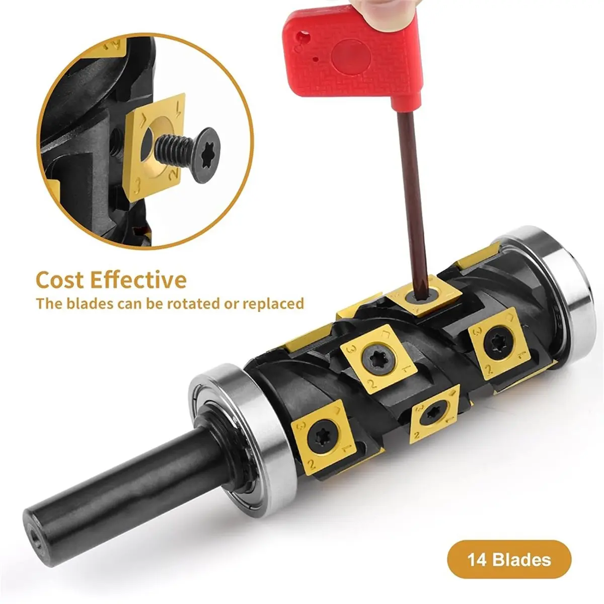

Heavy Duty Flush Trim Router Bit 1/2" Shank, 14 PCS Coated Carbide Inserts, Double Bearing for Woodworking