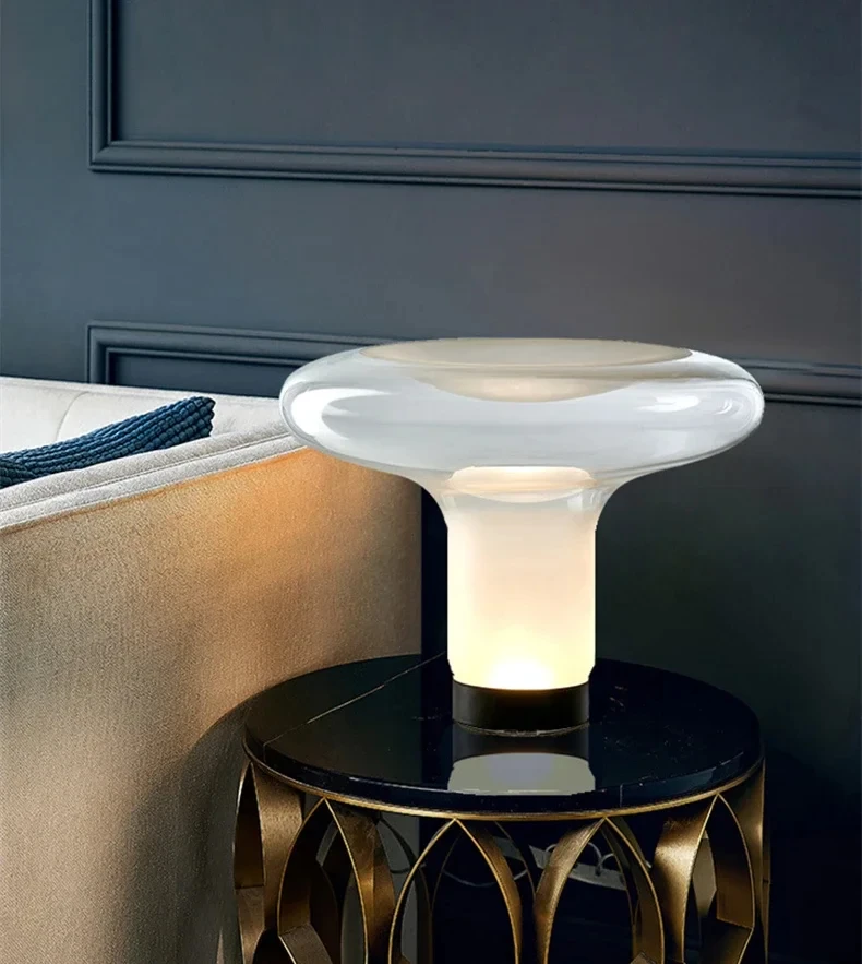 CX234IZ French LED Cream Style Modern Simple Jellyfish Glass Mushroom Bedside Table Lamp Home Decoration Reading Bedside Lamps