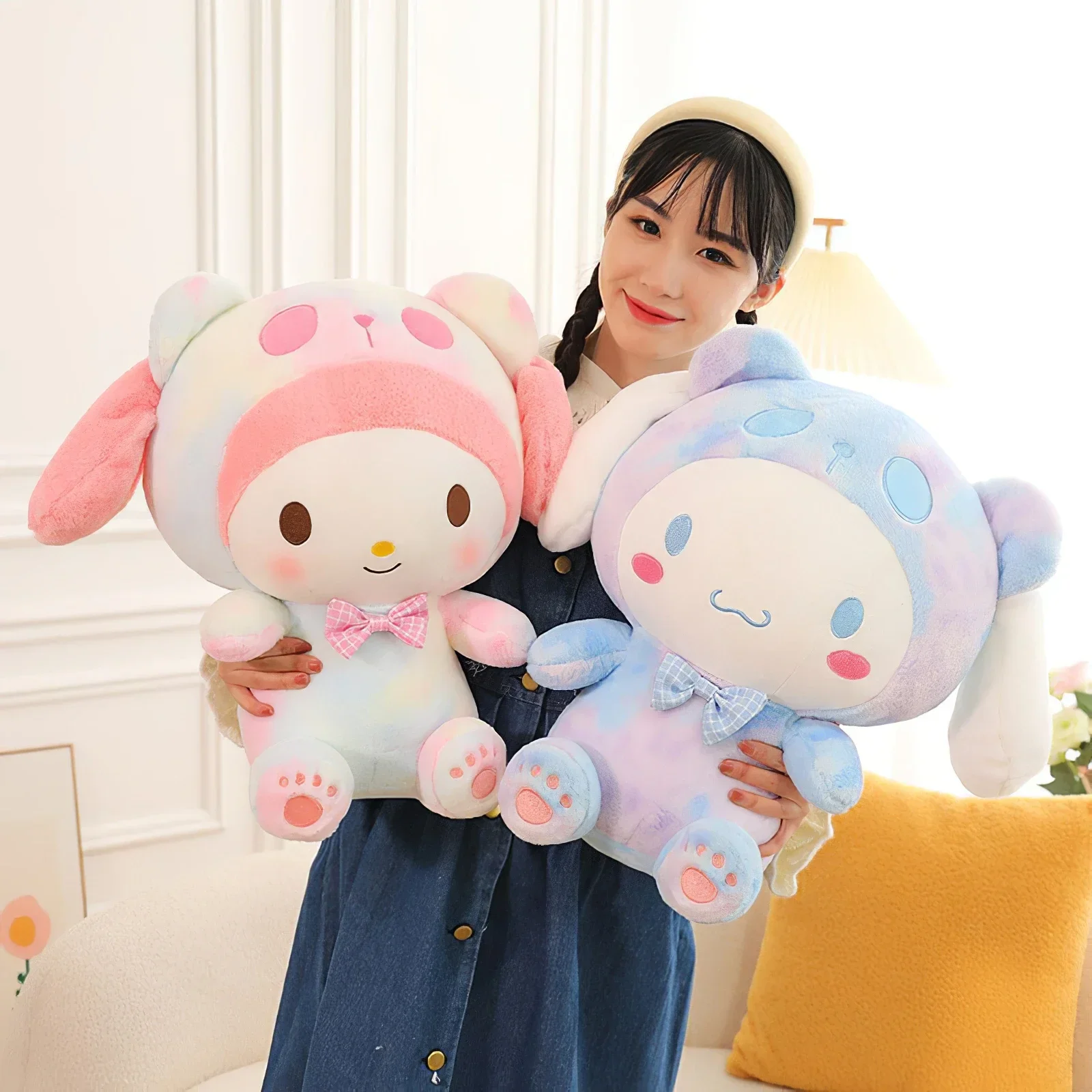 70cm sanrio minha melodia kuromi cinnamoroll boneca de pelúcia kawaii tamanho grande cão plushies brinquedo de pelúcia macio bonito travesseiro menina presente aniversário